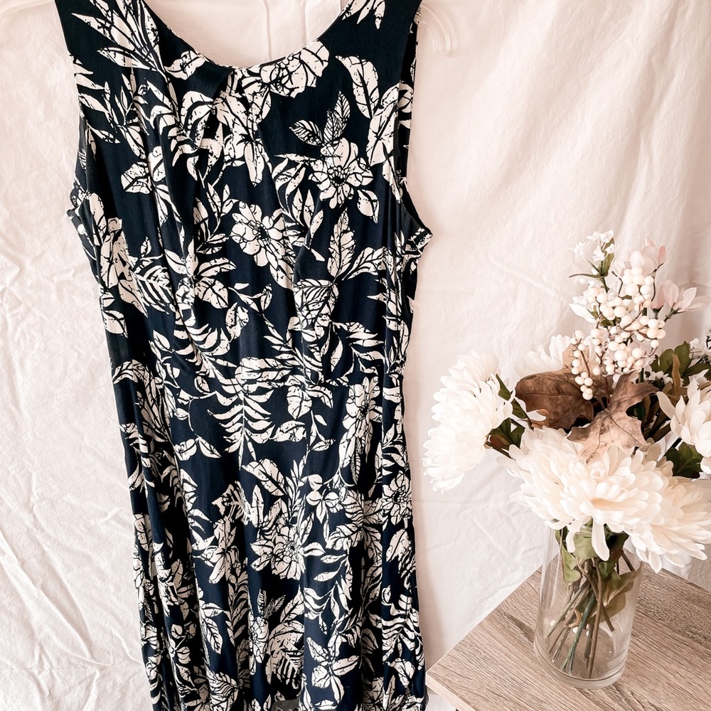 AB Studio Navy Floral Dress, Size 12